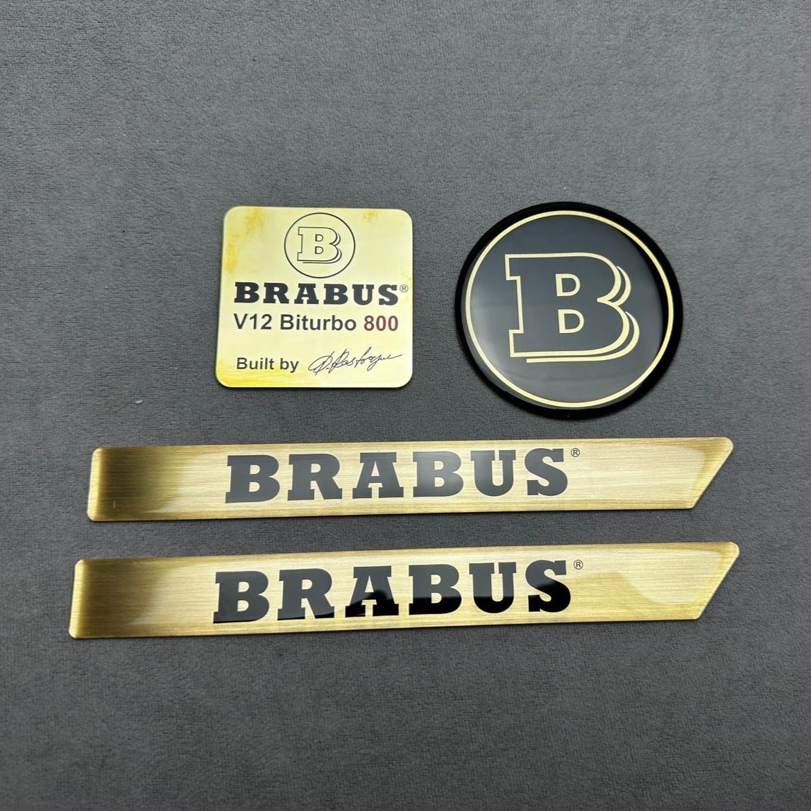 Set of engine cover badges emblems 4 pcs golden Brabus style for Mercedes-Benz AMG M275 V12 biturbo engine