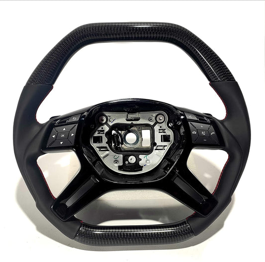 Steering Wheel Carbon Fiber Black Gloss Center Leather red stitched for Mercedes-Benz G-Wagon W463