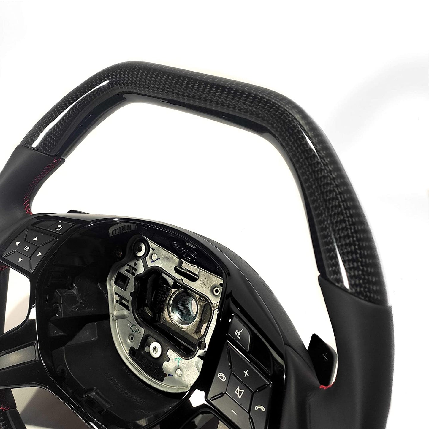 Steering Wheel Carbon Fiber Black Gloss Center Leather red stitched for Mercedes-Benz G-Wagon W463