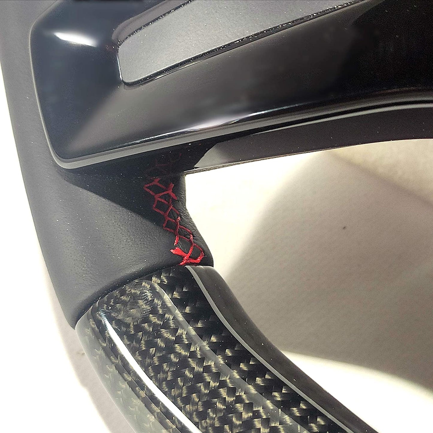 Steering Wheel Carbon Fiber Black Gloss Center Leather red stitched for Mercedes-Benz G-Wagon W463