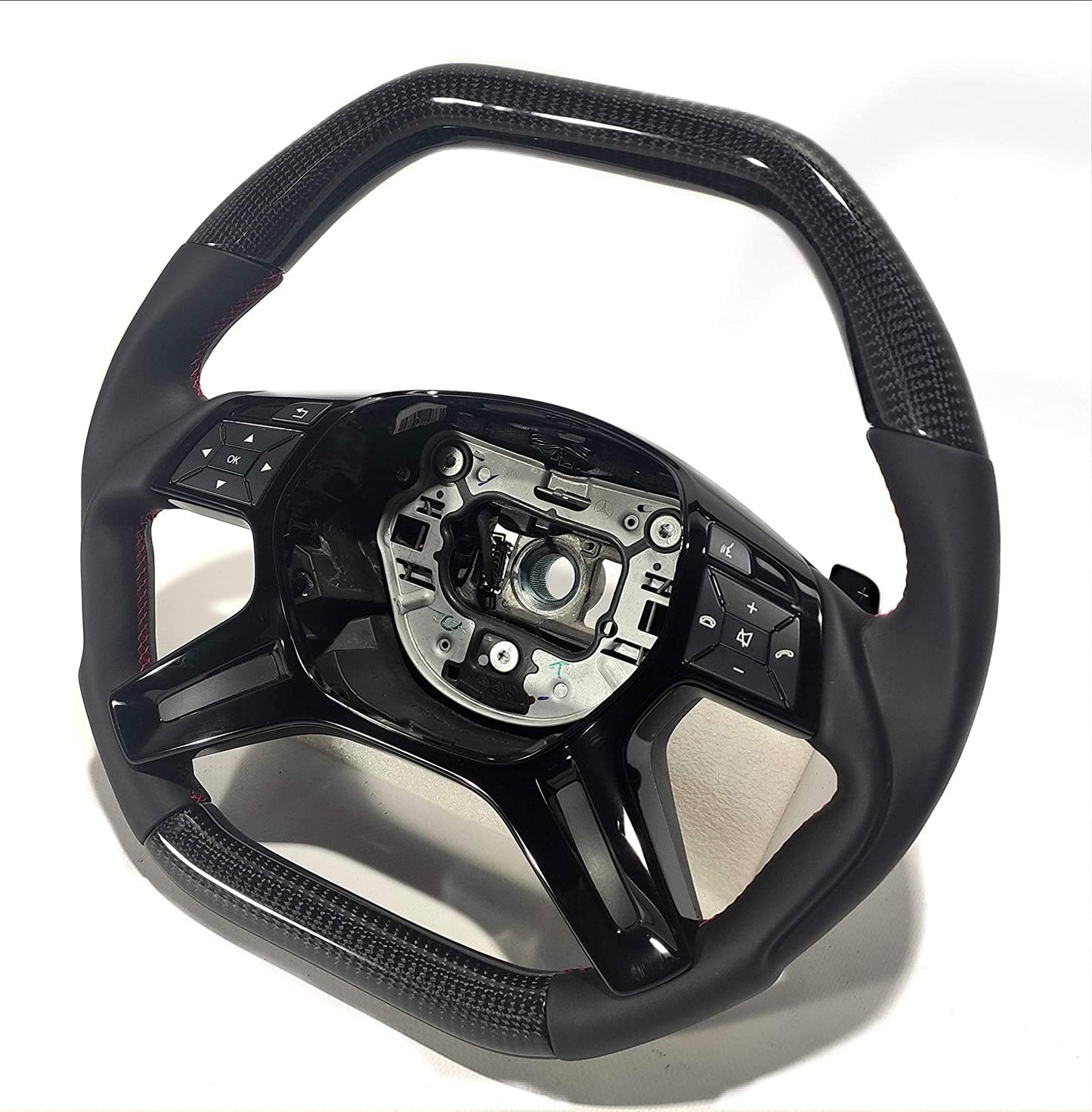 Steering Wheel Carbon Fiber Black Gloss Center Leather red stitched for Mercedes-Benz G-Wagon W463