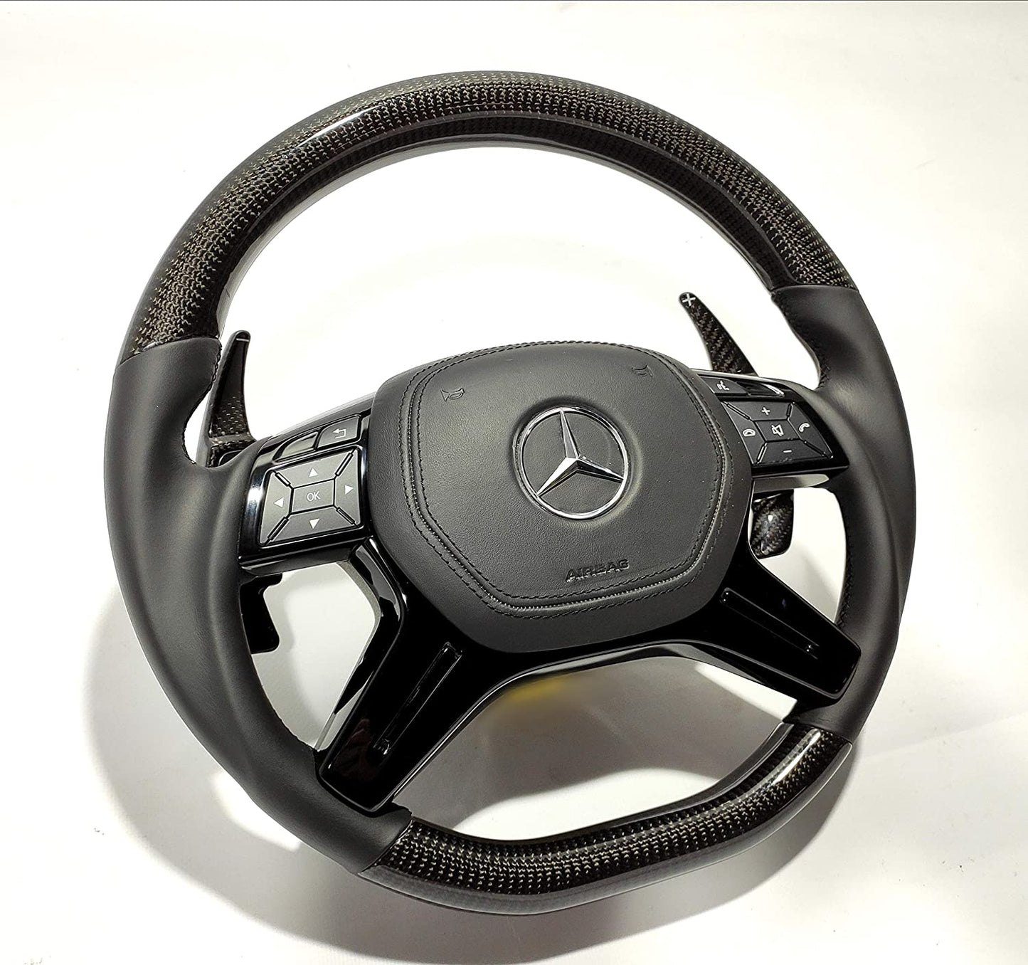 Steering Wheel Carbon Leather + carbon paddle shifts for Mercedes-Benz ML W166 GL GLS GLE W292 G W463 W212