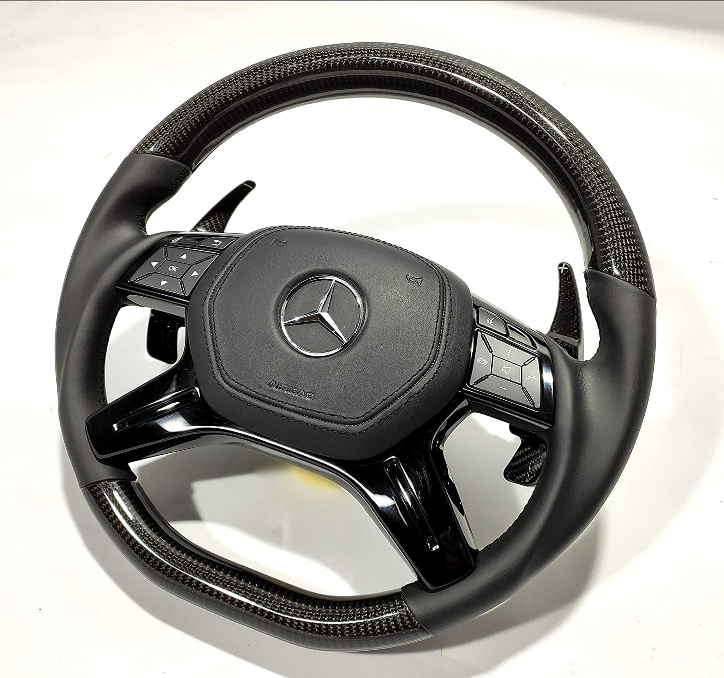 Steering Wheel Carbon Leather + carbon paddle shifts for Mercedes-Benz ML W166 GL GLS GLE W292 G W463 W212