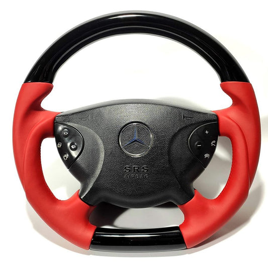 Steering Wheel Piano black Red Leather for Mercedes-Benz Mercedes G CLK E CLS SL Class W209 W211 W219 W463