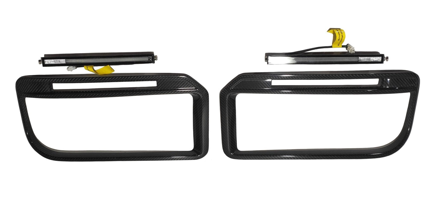 W463a W464 G900 G Wagon carbon fiber front bumper frames insertions with LED lights for Widestar Brabus